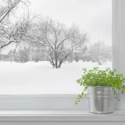 5 Affordable Ways to Winterize Your Home Winter landscape seen through the window, and green plant