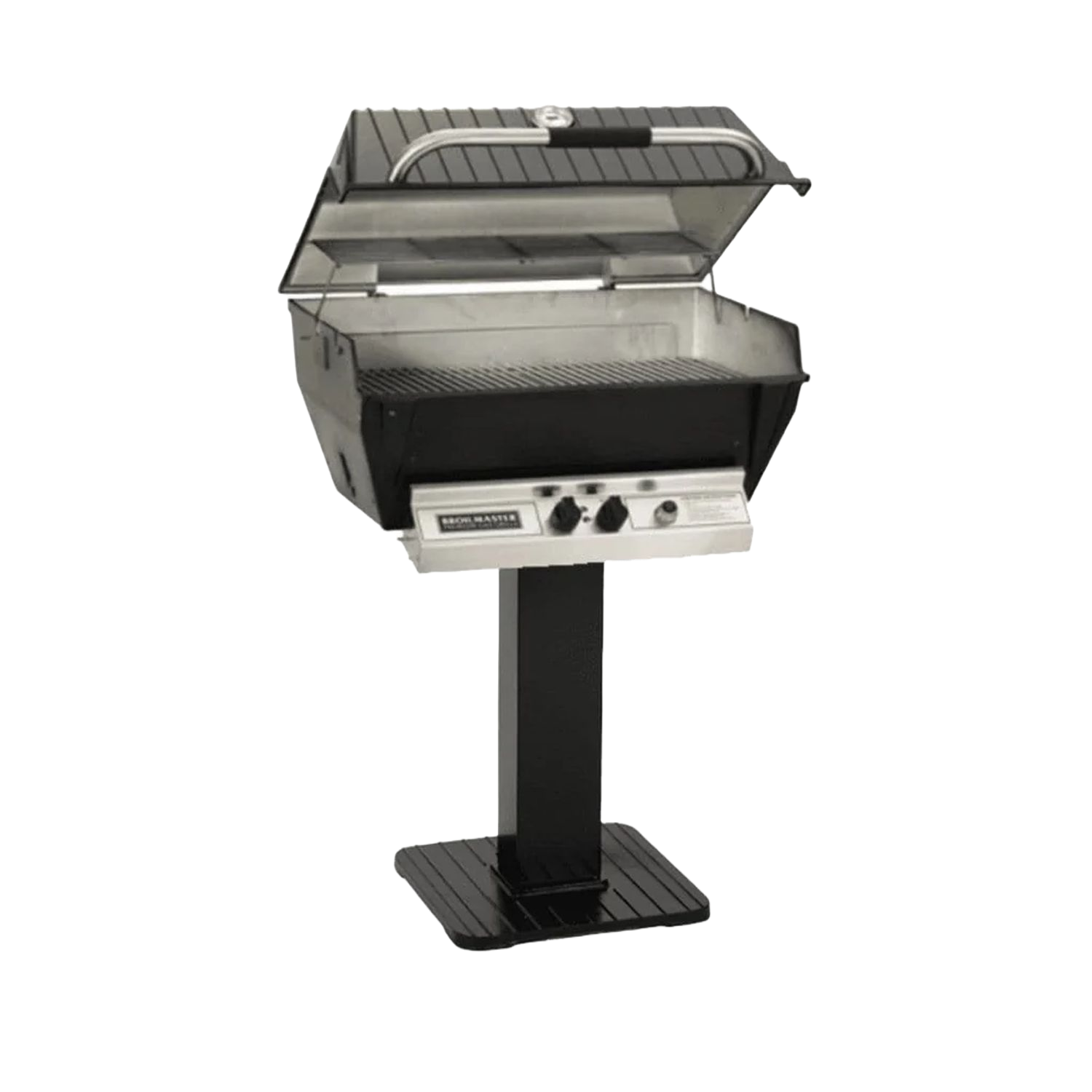 BM-H3XH4X-5- Broilmaster Grill close-up on black post lid open