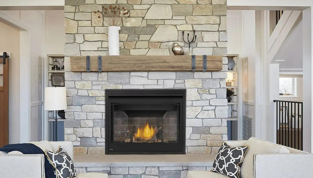 BX36 Fireplace with stone mantel