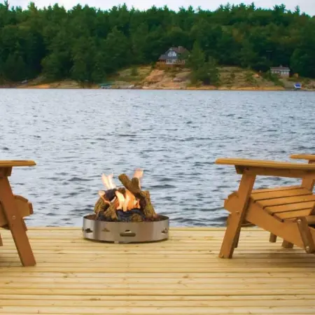 Patioflame on dock by lake