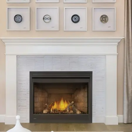 GX70 fireplace with white small stone