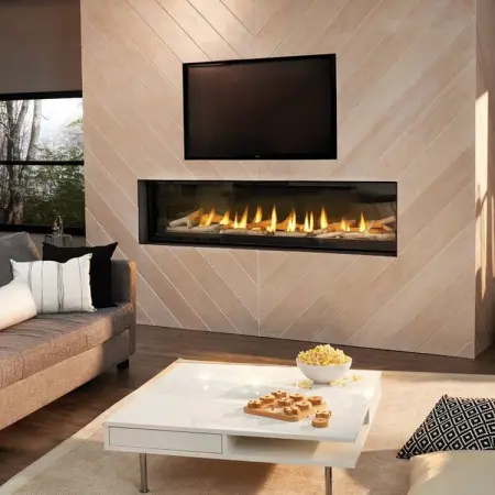 Luxuria fireplace media room