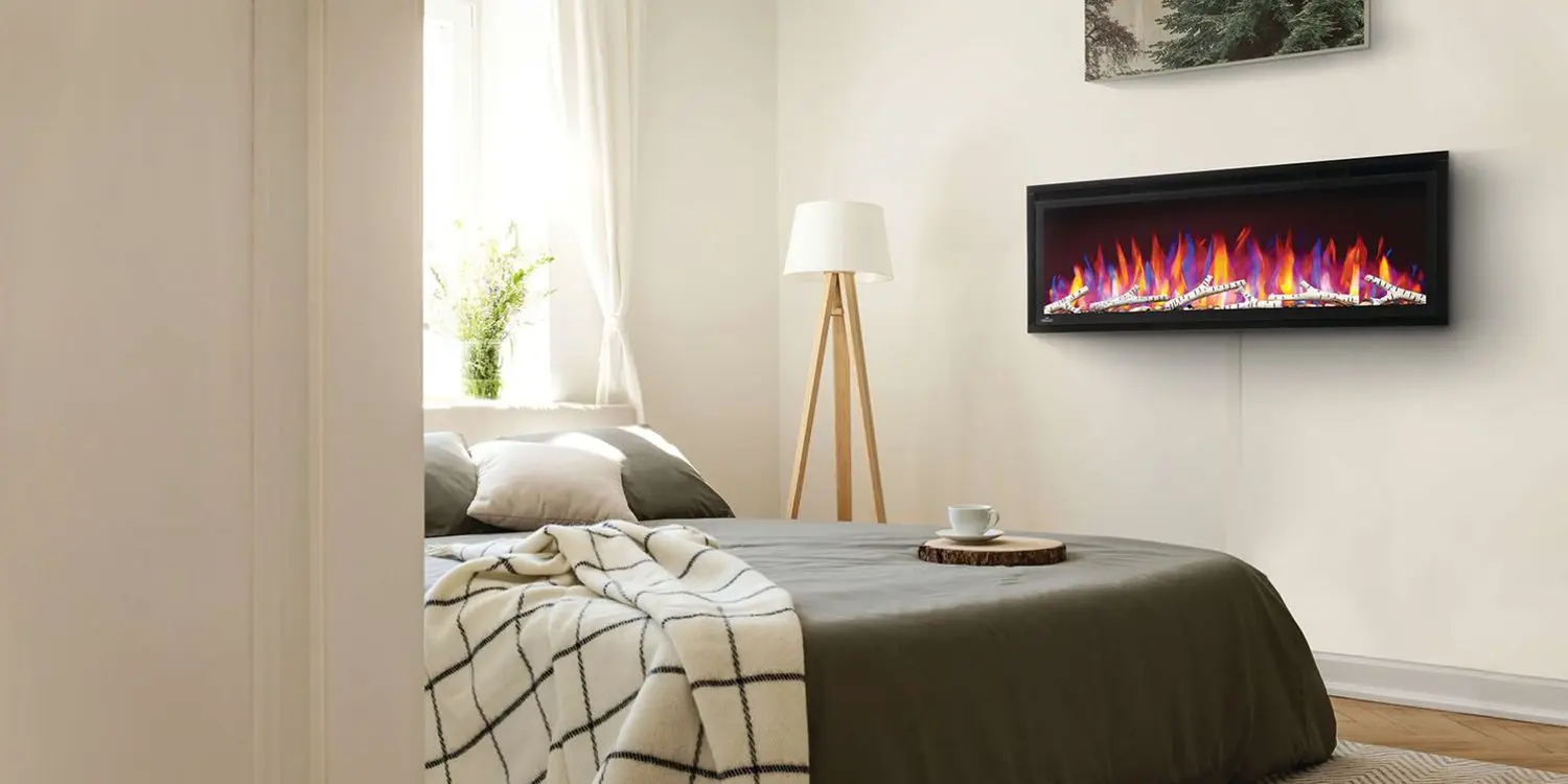Napoleon Entice Electric Fireplace in bedroom