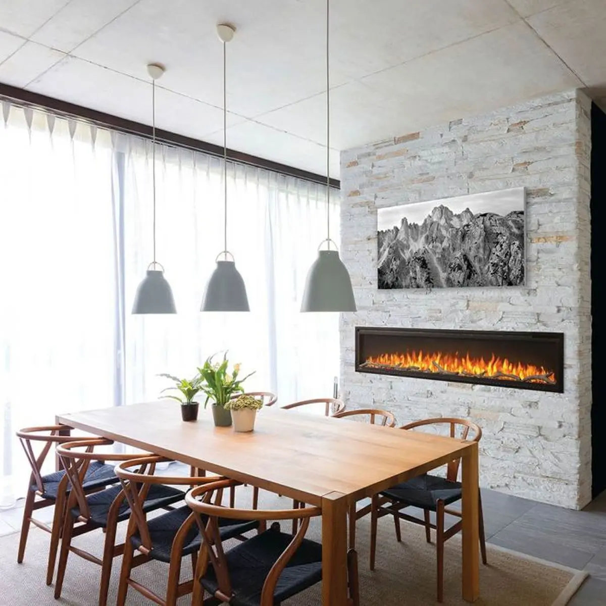 Napoleon Entice Electric Fireplace in dining room