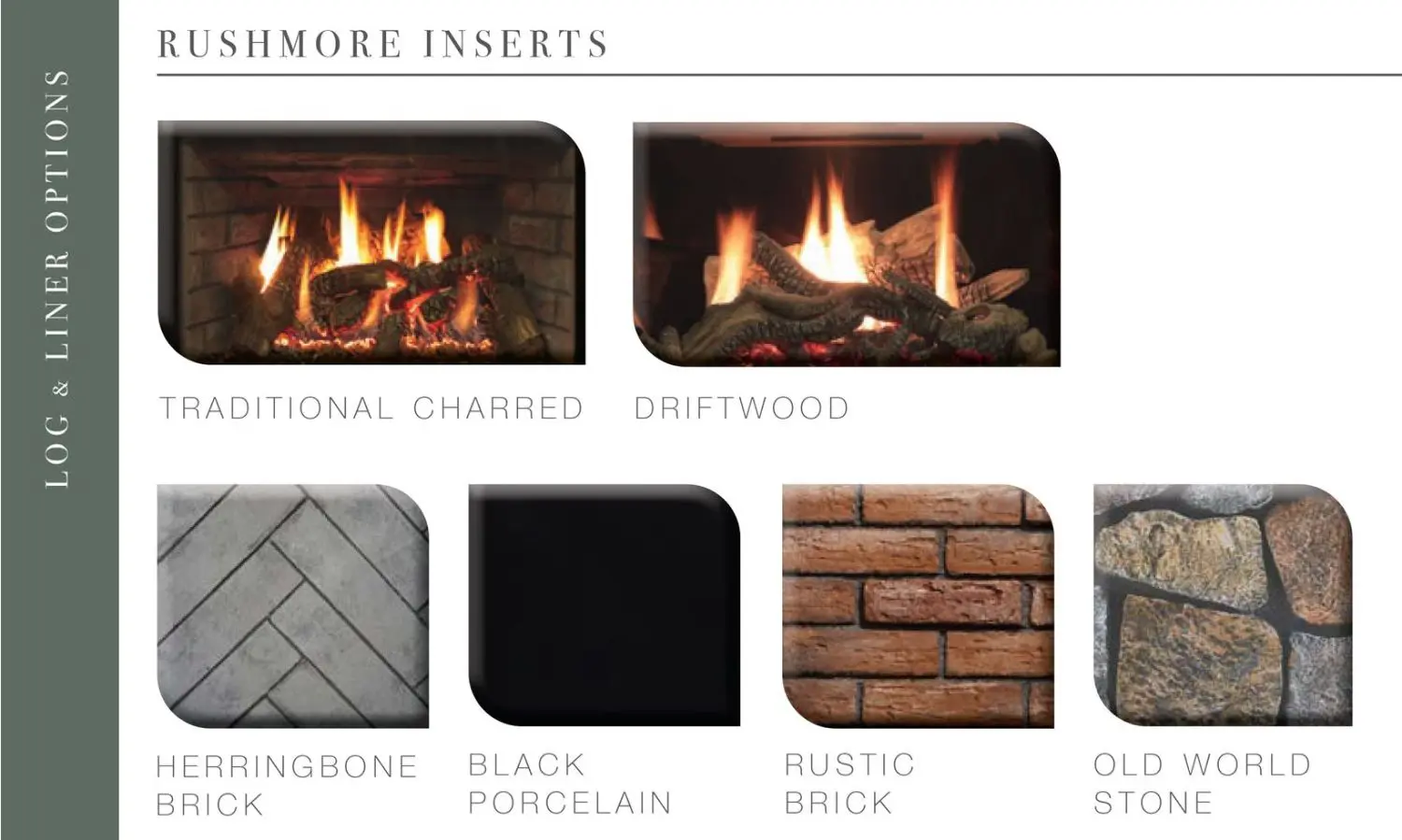 White Mountain Hearth Rushmore Insert log and liner options