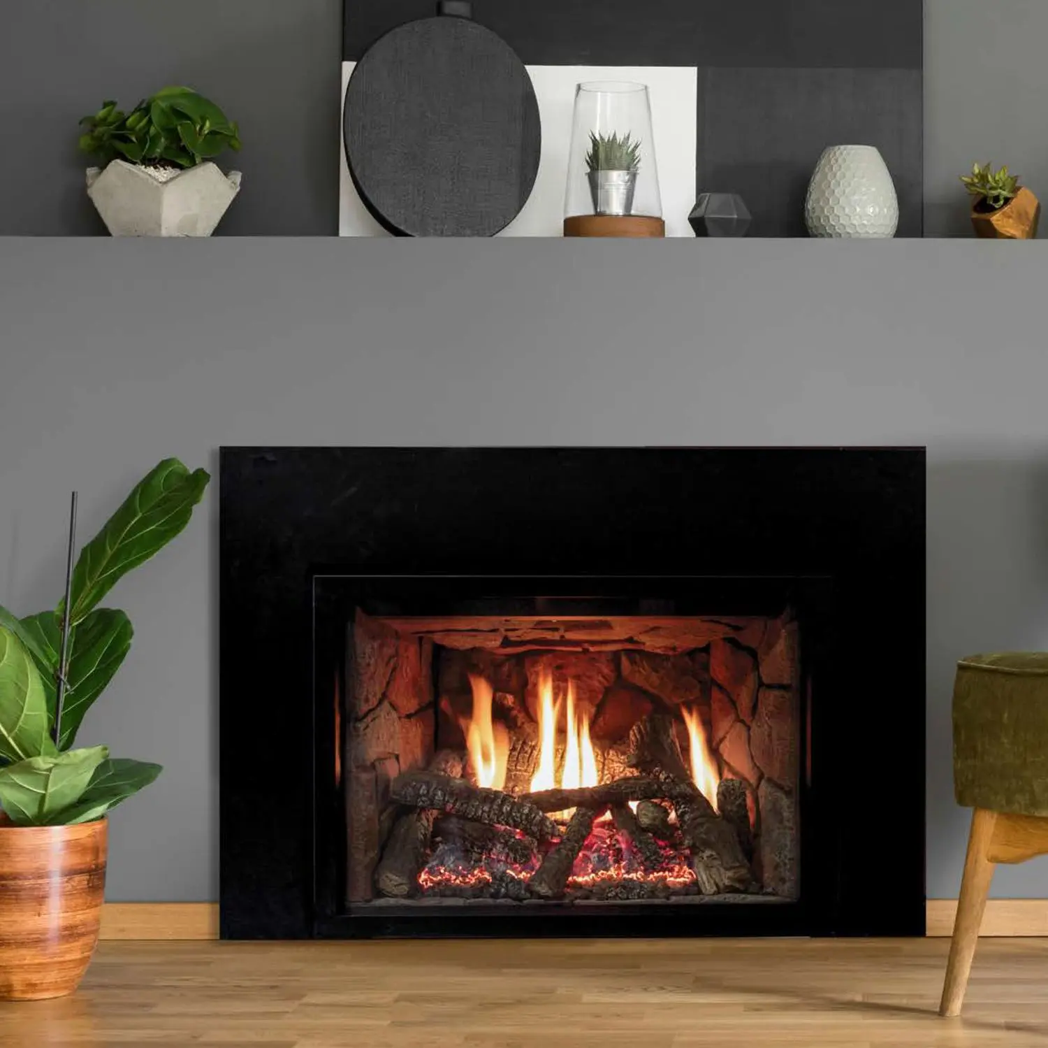 White Mountain Hearth Rushmore Insert installed close-up