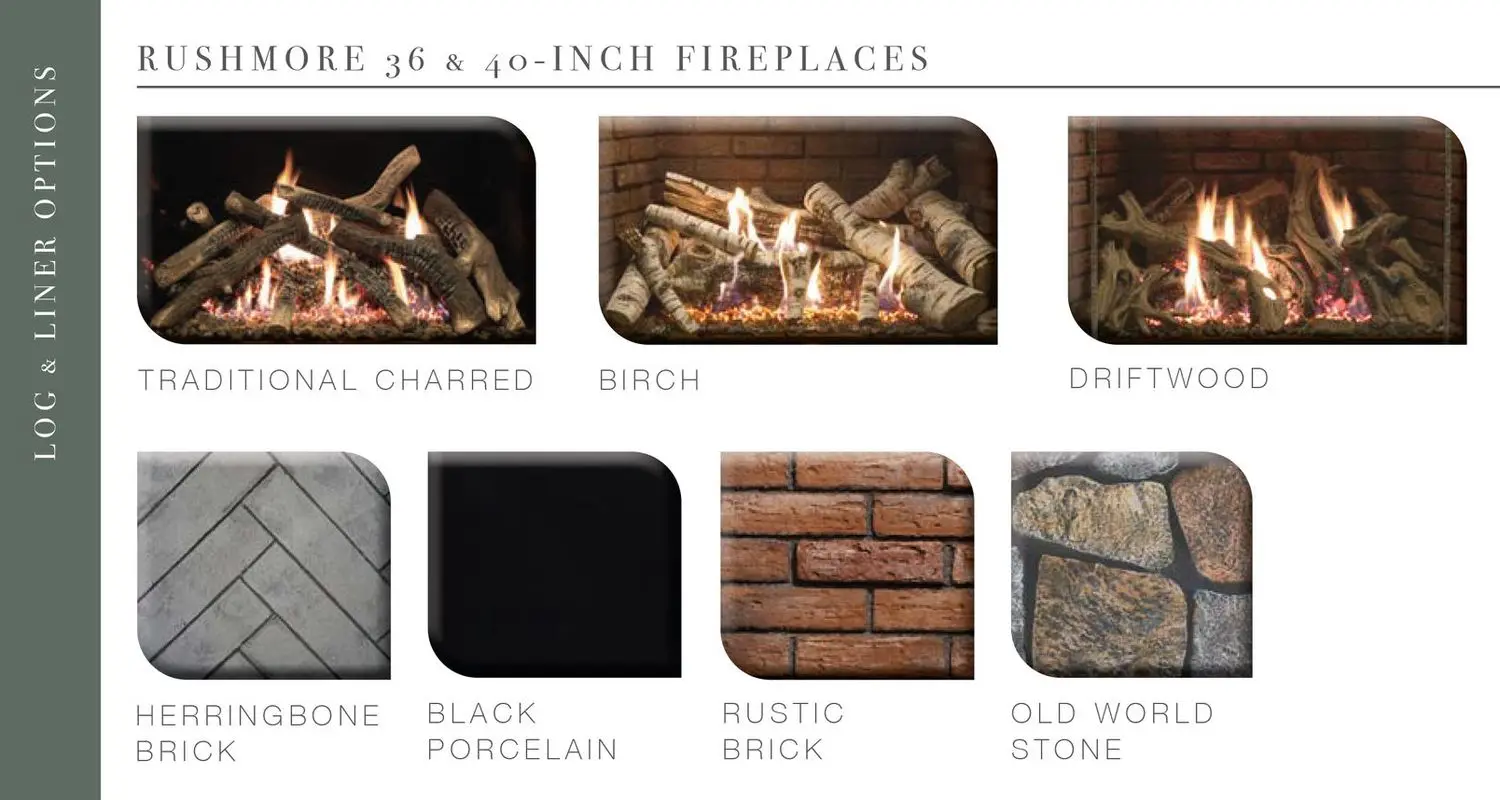 White Mountain Hearth Rushmore log and liner options