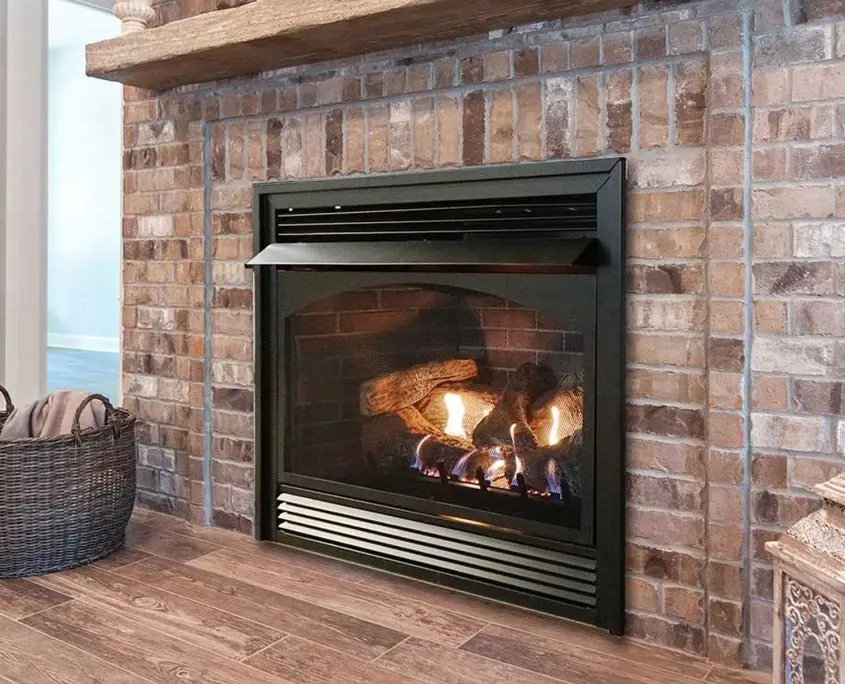 WMH VFPA36BP1 Vail brick fireplace close up