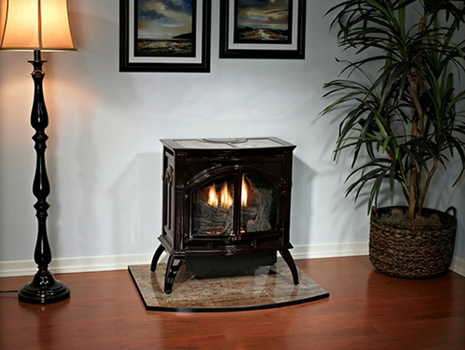 White Mountain Heart Cast Iron Stove on platform