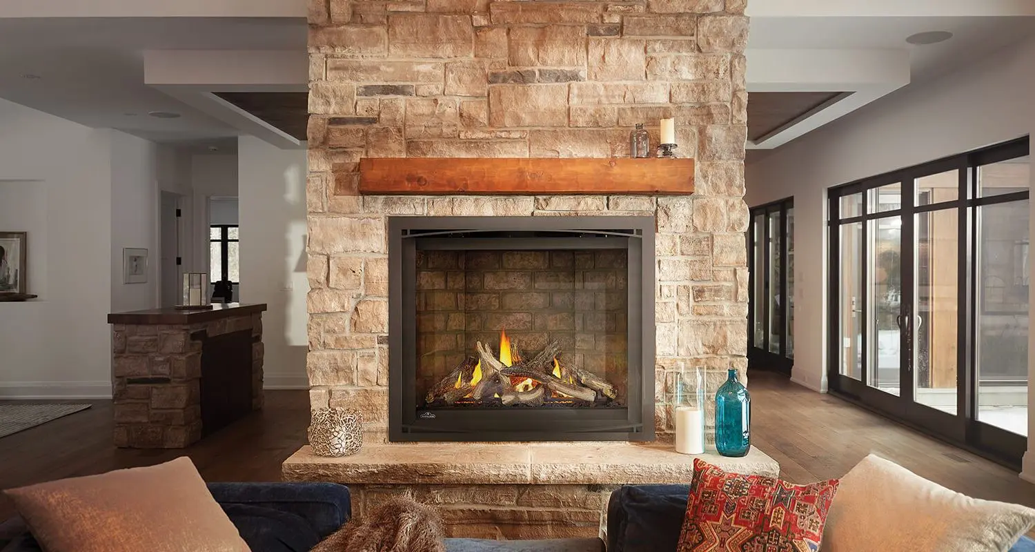NAP-AX421 Napoleon Altitude X 42 installed stone mantel