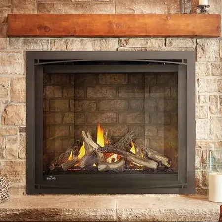 Napoleon Altitude X fireplace installed in stone/brick