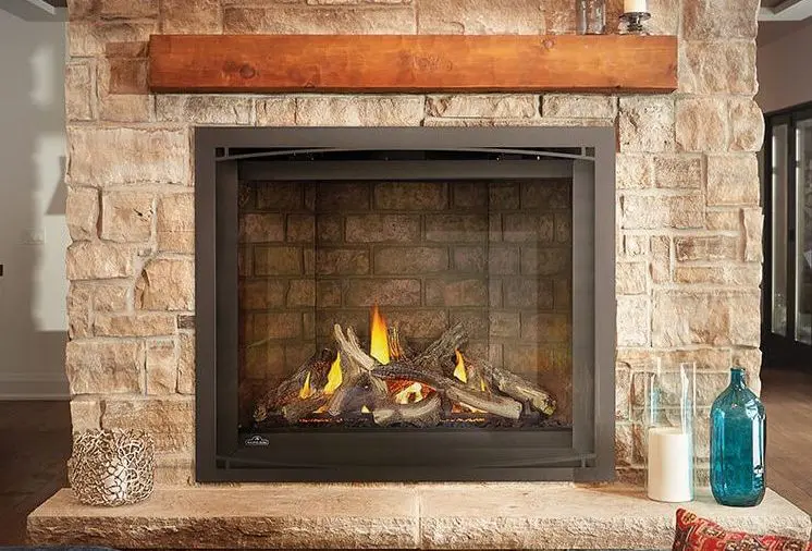 Napoleon Altitude X fireplace installed in stone/brick