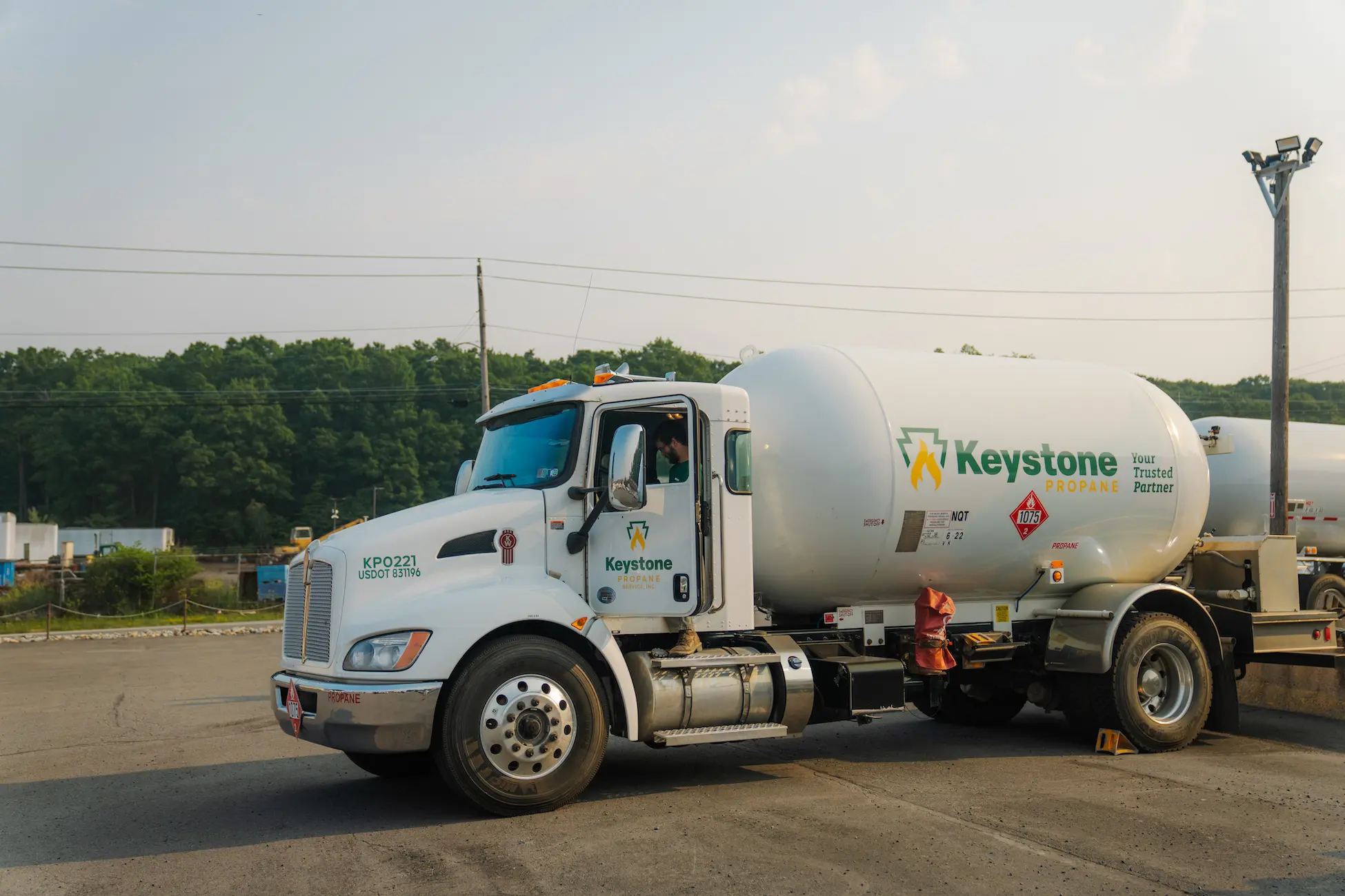 Keystone-035 Side view of employee in propane truck