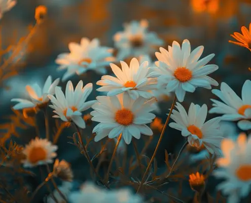 close-up of spring daisies