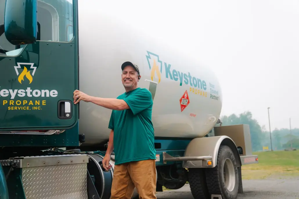 Keystone-216a Keystone employee getting into his delivery truck