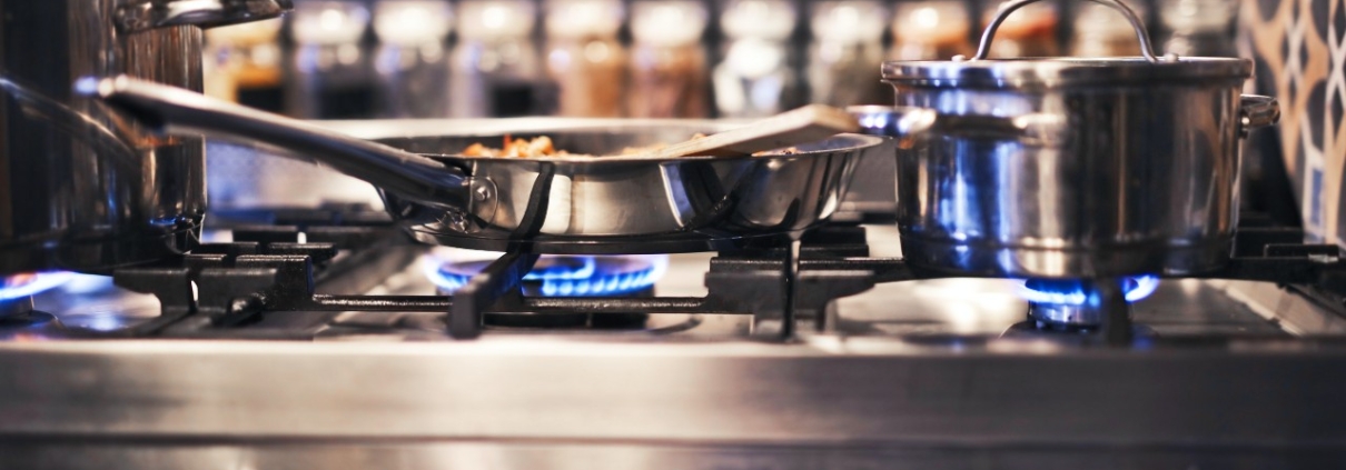 cookware on a gas stovetop gas leak