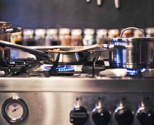 cookware on a gas stovetop gas leak