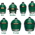 All 8 Big Green Egg models shown by size progression