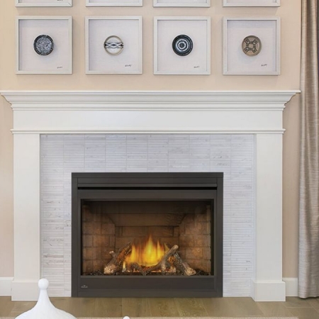 GX70 fireplace with white small stone
