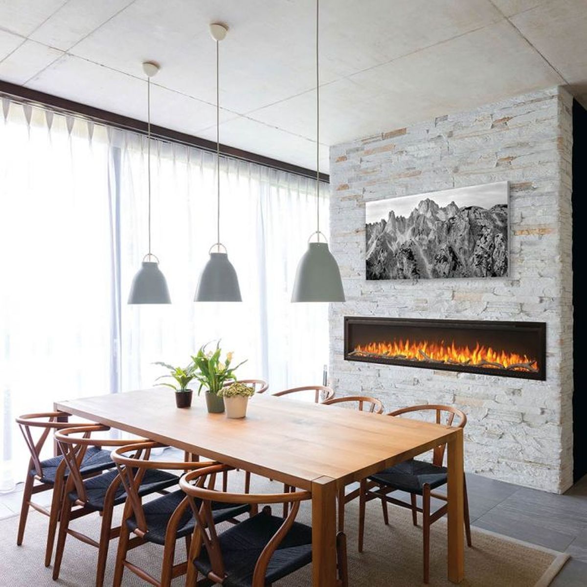 Napoleon Entice Electric Fireplace in dining room