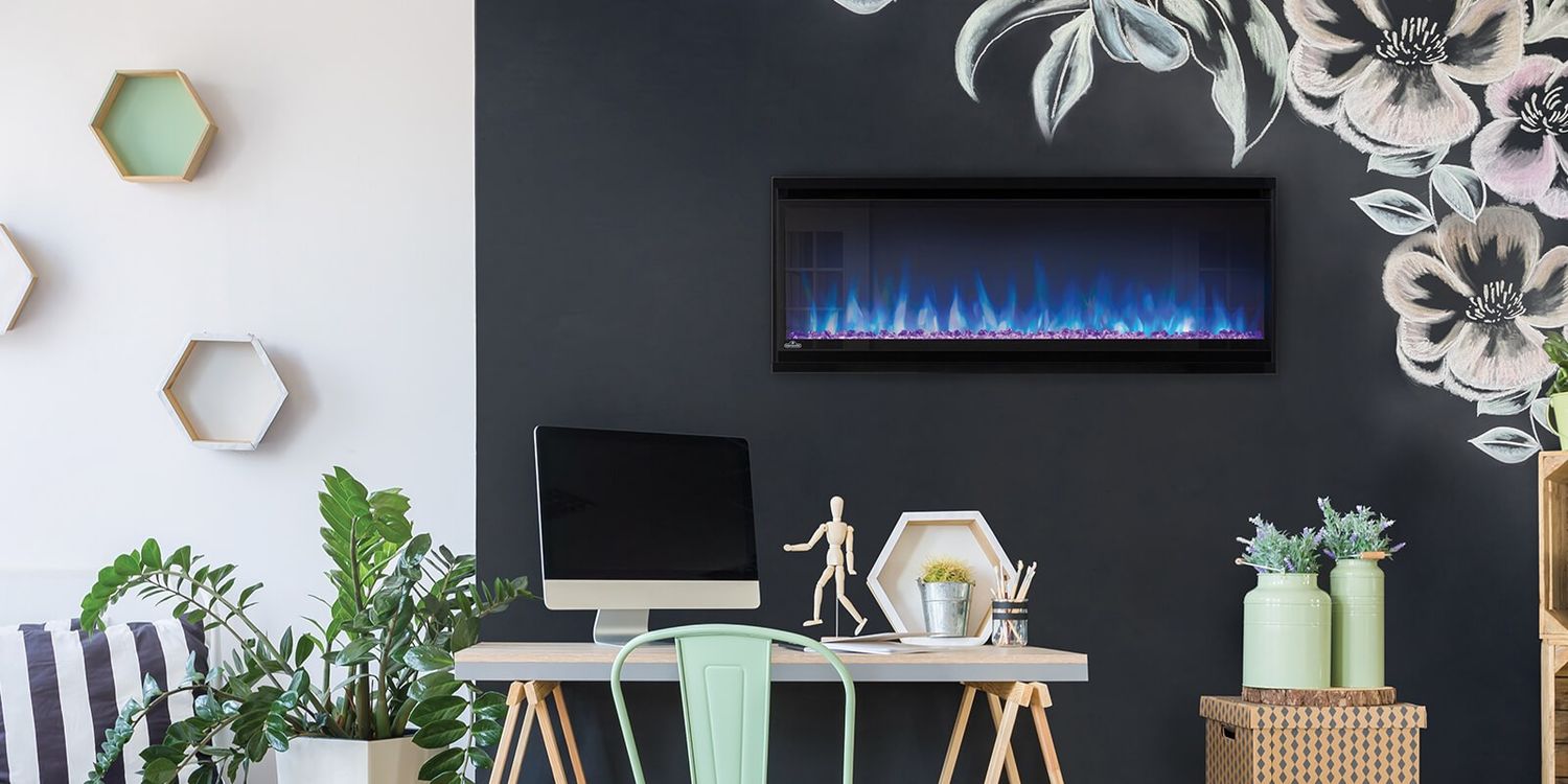 Alluravision electric fireplace in office