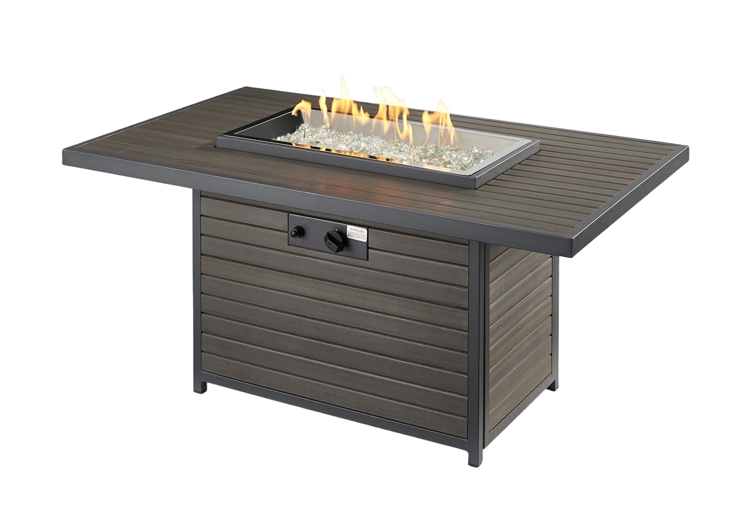 Outdoor GreatRoom Company "Brooks" close-up with flames lit