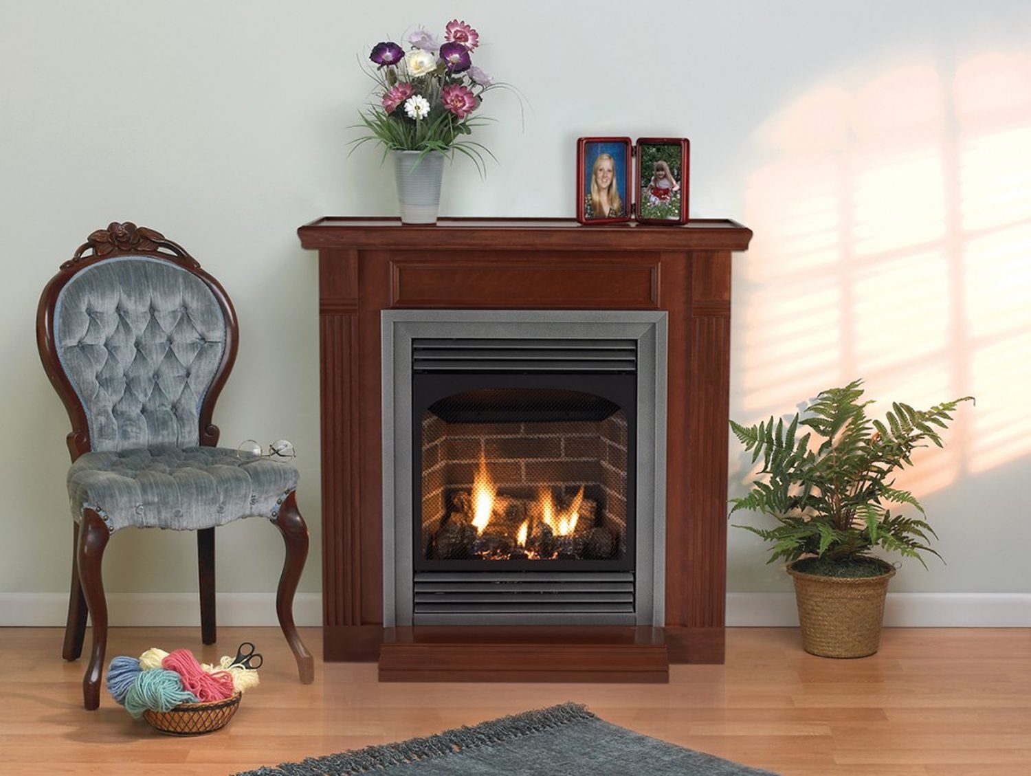 Vail with wood mantle