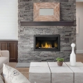 Napoleon Ascent Linear installed stone mantel