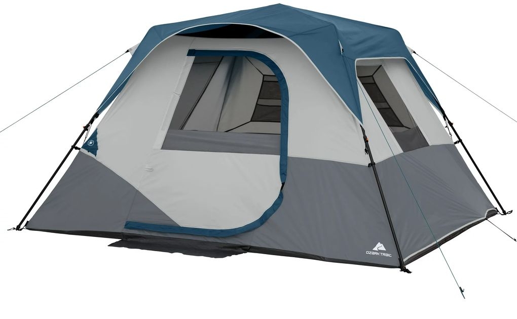 Camping tent gray with blue roof