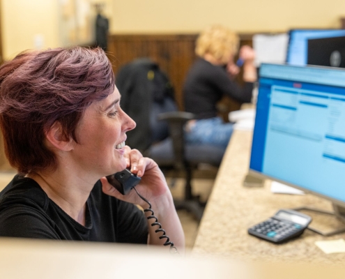 Employee talking on phone