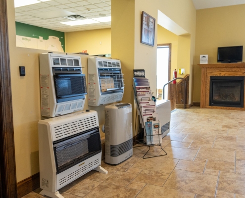 Unvented heaters in Throop showroom