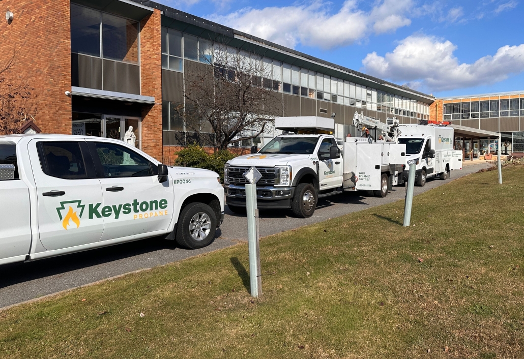 3 Keystone vehicles outside location