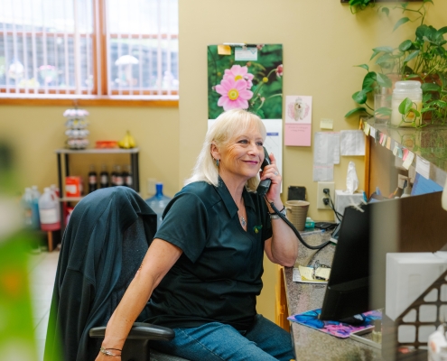 Employee talking on phone