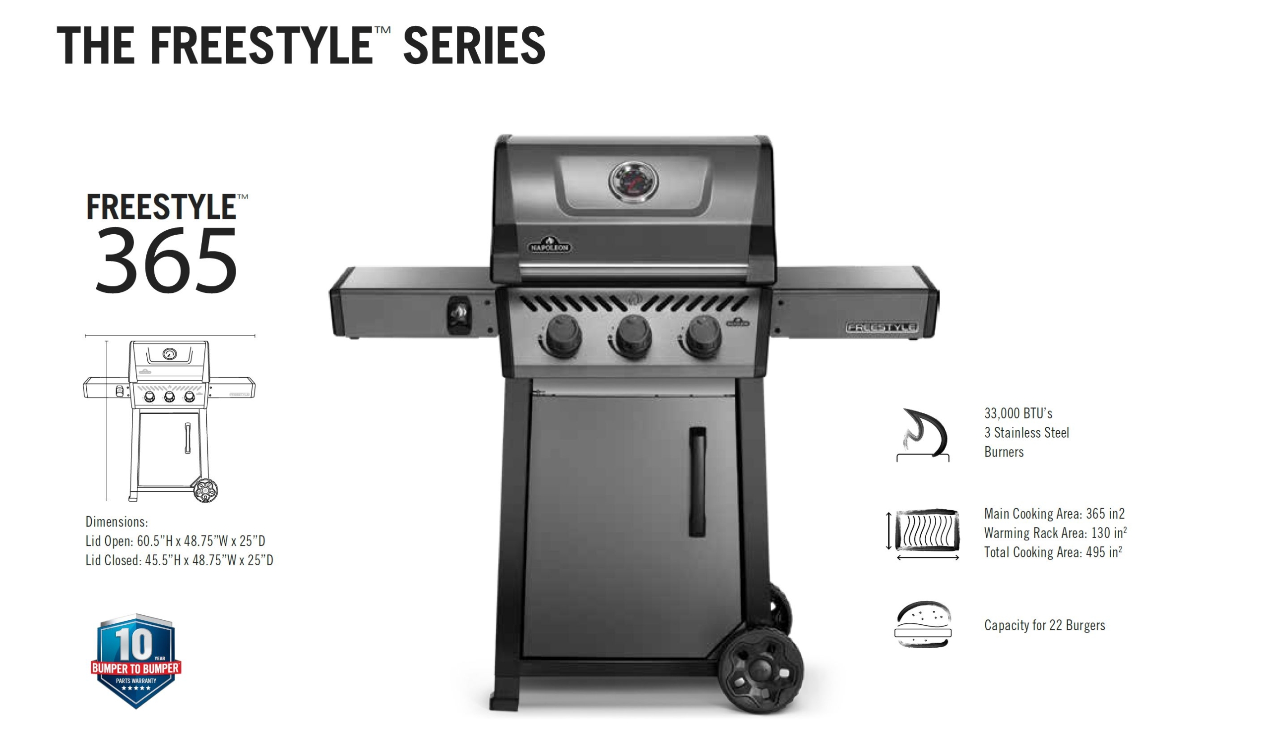 Freestyle grill with specs